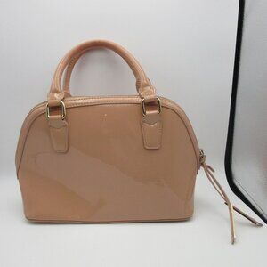 BCBG Paris Handbag Light Pink Beige Patent Leather Dome Purse